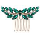 Bridal Wedding Hair Pins, Green Rhinestone Crystal Side Comb, Emerald Green Wedding Hair Comb Piece for Women Girls Prom Bridesmaids Party Photography