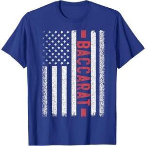 Baccarat American Flag 4th of July Baccara Player Women Men T-Shirt, XL, Royal Blue