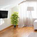 Warmplants Artificial Bamboo Tree, 4ft Tall Faux Bamboo Plant with White Planter, Fake Trees with 4 Trunks and Lifelike Leaves for Indoor Outdoor Home Office Dcor