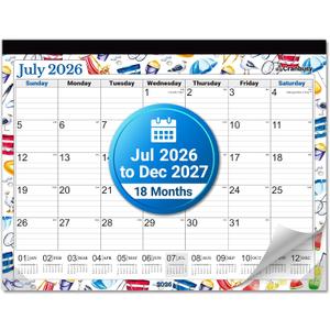 CRANBURY 22x17 Large Desk Academic Calendar 2026-2027, July 2026 to December 2027, 17 x 22 Monthly Deskpad Blotter with Seasonal Designs, Extra Large Hanging Wall Planner for Teacher, Home or Office