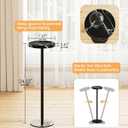 Drink Table, Small Pedestal Side Table, Round Cocktail Table, Circle Accent End Table with Metal Base, for Small Spaces (1, Black Marble)