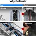 Golf Travel Bags for Airlines with Carbon Fiber Hard Top, Protective Club Traveling Cover with Wheel, Golf Club Carrier Case for Airplanes, Thick Padding, Durable Zippers and 2 Sided Spacious Pockets, Gray Carbon Fiber with Blue Piping
