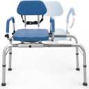 HT TopHinon Slide Shower Chair with Swivel Seat, Padded Backrest, Pivoting Arms, Adjustable Height, 350lb Capacity, for Seniors and Disabled, Blue
