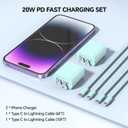 Riofxqin Phone Charger Fast Charging,【MFi Certified】 2-Pack 20W USB-C Wall Charger with 1-Pack 6FT/10FT Fast Charging Type-C to Liightning Cable for Phone 14/13/12/11/Plus/Pro/Pro Max/Mini/Pad(Green)