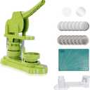 Button Maker Machine 58mm (2.25 in) Installation-Free, DIY Button Pin Maker Machine, Button Badge Press Machine with Free 50pcs Button Maker-Green