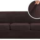 H.VERSAILTEX High Stretch Sofa Slipcover 4 Piece Cover Velvet Furniture Protector Form Fit Thick Velvet Extra Large Sofa Cover for 3 Cushion Couch Width Up to 97 Inch (Large Sofa, Brown)