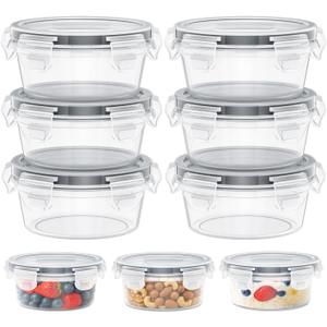 6 Pack Reusable Snack Containers with Lids 8 oz for Kids Toddler Adults,Overnight Oats Salad Food Storage Containers BPA Free Pp Food Grade