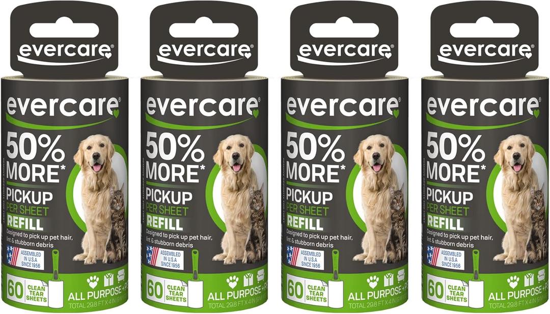 Evercare Pack of 4 Pet Extreme Stick Plus Lint Roller Refill Rolls