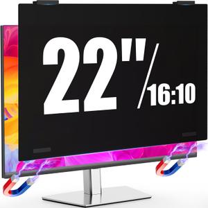 Magnetic 22 inch Privacy Screen for Computer Monitor Frameless/Thin Bezel 16:10 Aspect Ratio, Hanging Anti Blue Light Shield Eye Protection, 22in Removable Anti-Impact Privacy Protector Film