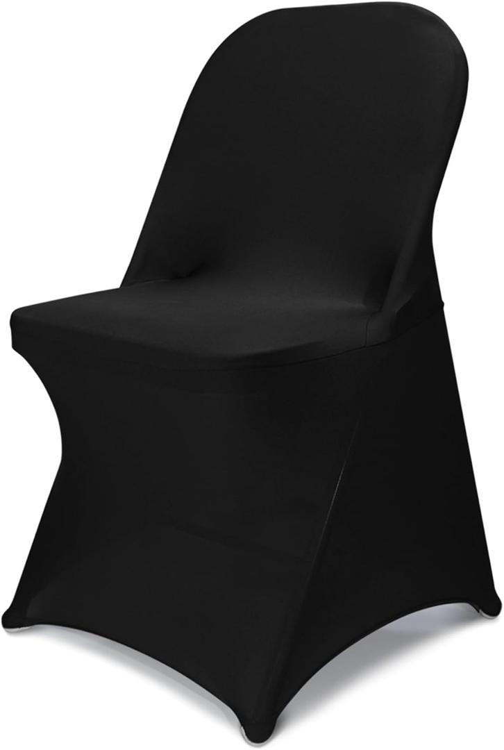 Stretch Folding Chair Covers 50pcs Black Spandex Chair Covers Protector for Wedding Party Dining Banquet, Washable Universal Fitted Chair Slipcovers for Celebration Birthday (Black, 50packs)