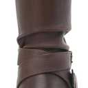 DECARSDZ Women's Mid-Calf Boots Fall Low Heel Fashion Ladies Combat Motorcycle Boots (8, Brown)