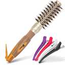 Fagaci Small Round Brush with Natural Boar Bristle for Blow Drying, Hair Styling, and Volume | Nano Technology Ceramic + Ionic for Healthy Hair