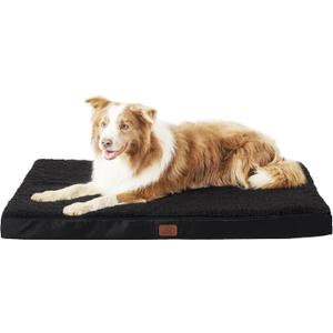 Bedsure Large Dog Bed for Crate - Orthopedic Waterproof Puppy Beds with Removable Washable Cover, Egg Crate Foam Pet Mat, Suitable for Pet Up to 90 lbs (41.0"L x 29.0"W x 3.5"Th, Black)