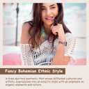 Newlibery Beaded Natural Stone Bracelet Band Women Compatible with Apple Watch 38/40/41/42mm(S10/11) Boho Elastic Western Vintage Imperial Stone Strap for iWatch Series 11/10/9/8/7/6/5/4/3/2/1/SE