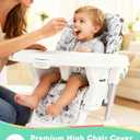 Baby High Chair Cover Replacement, Reversible & Waterproof High Chair Cushion Pad Home & Restaurant use, Includes 5-Point Harness Strap, Chair Not Included - Green