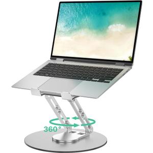 Laptop Stand for Desk Adjustable Computer Stand with 360 Rotating Base Ergonomic Laptop Riser Mount for Desk Foldable Protable Computer Desk Fits with MacBook Pro Air, Round