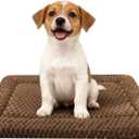 Dog Bed Mat,Reversible & Ultra Soft Kennel Pad-Machine Washable Pet Bed for Dogs & Cats-All-Weather Crate Liner for Crates,Carriers & Travel (Dark Brown, 24" L x 18" W x 1.5" Th)