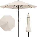 Patio Kingdom 9FT Patio Umbrella Outdoor Table Umbrella w/Push Button Tilt and Crank, 8 Sturdy Ribs, UV Resistant Waterproof Market Umbrella for Pool, Deck, Backyard, Garden, Creamy White