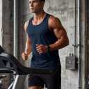TACVASEN Men's Workout Tank Tops Sleeveless UPF 50+ Summer Sun Shirts Quick Dry for Running Swim Gym Beach (Blue, M)