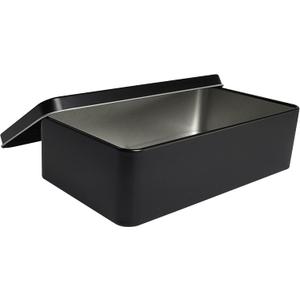 Black Metal Tin Box Lids - Large Containers, Holder for Keeping Car Keys, Cookie, Pencil Case, 8.2 x 4.7 x 2.4 inch
