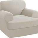 PrinceDeco 2 Pieces T Cushion Chair Slipcover Stretch Couch Covers for T Cushion Sofa Slipcovers Chair Covers for Armchair with 1 Individual T Shape Seat Covers (29"-40")- Island Fossi