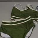 BMJL Women's High Waisted Bikini Sets Sporty Two Piece Swimsuits Color Block Cheeky High Cut Bathing Suits(Small, Army Green)