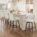 COLAMY Bar Stools Set of 2, 26.18" Counter Height Swivel Stools with Thick Padded Seat, Adjustable Footrest & 360° Rotation, Premium PU Leather Upholstery for Kitchen Island/Home Bar/Cafe, Brown