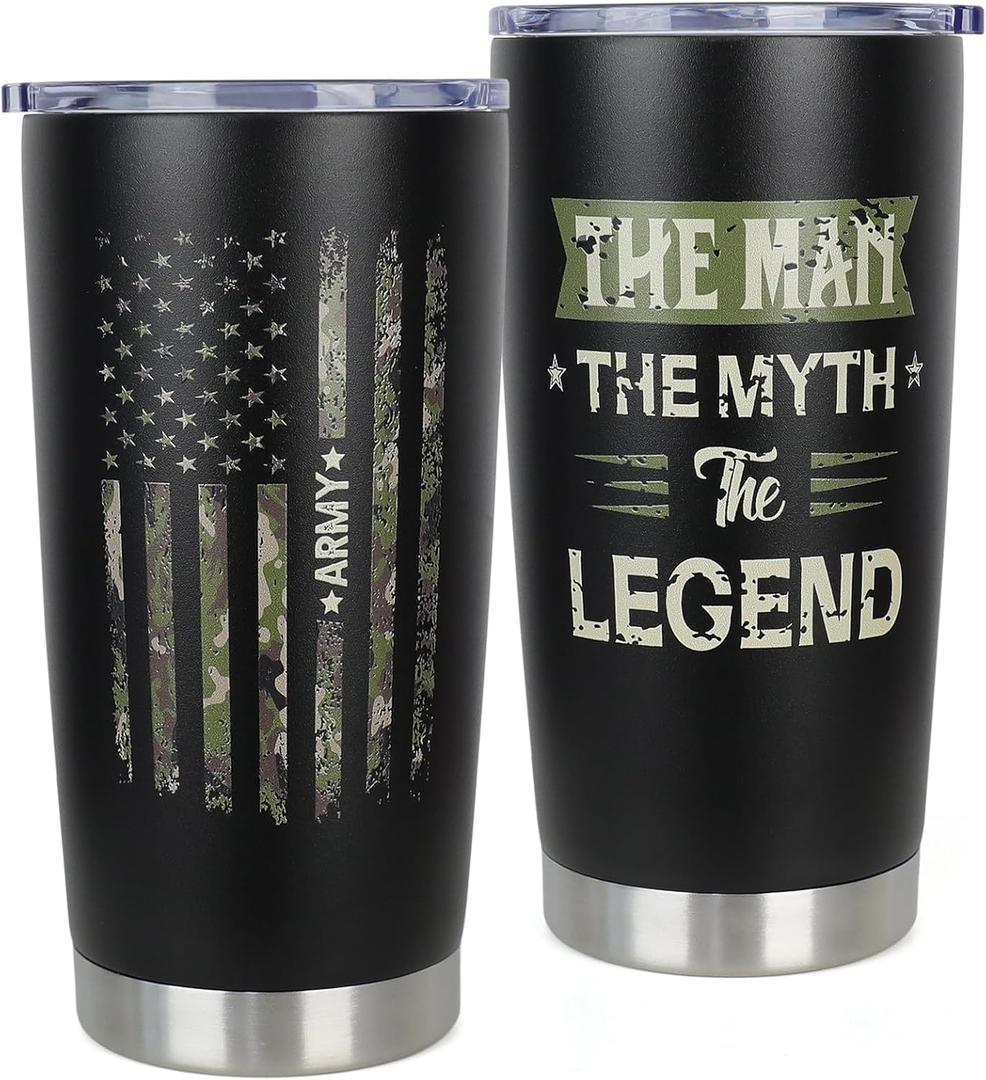 Army Gifts for Men - Veterans Day Gifts Ideas - Military Gift for Men Fathers Day Retirement Soldiers Dad Gift - Miltary Present for Boyfriend Army Travel Stainless Steel Tumbler