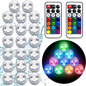 Submersible Led Lights with Remotes, Waterproof Tea Lights Candles Battery Operated RGB Color Changing Small Led Light for Vase Lantern Table Centerpieces Halloween Christmas Decor (20pack)