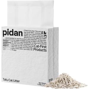 pidan Tofu Cat Litter Clumping,Flushable,Ultra Absorbent and Fast Drying, 100% Natural Ingredients Litter,Solubility in Water,Really Dust-Free,Less Scattering (5.3lb×4bags) (2.4kg x 1 Bag) BBD: 02-23-28