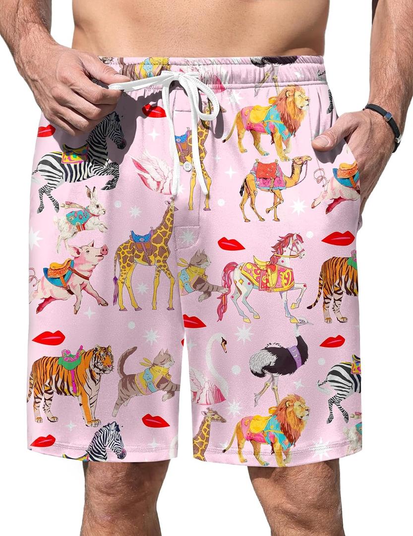 Ekouaer Men's Pajama Shorts Soft Sleepwear Bottoms Elastic Waistband Loungewear