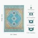 8x10 Area Rug - Washable Ultra-Thin Carpet Non-Slip Blue Yellow
Vintage Rug Soft & Stain Resistant for Living Room Bedroom Dining Room Home Office