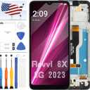 Dsipaly for T-Mobile Revvl 6X 5G Screen Replacement for T-Mobile Revvl 6X TMRV065G LCD Display Digitizer Touch Screen Assembly Repair Parts 6.5" Black with Frame