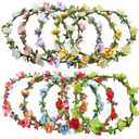 Rocutus 10pcs Bohemian Flower Crown Floral Wreath Garland Headbands Flower Crown for Women (10 Pieces)