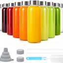Sursip 10 oz Glass Juice Bottles, 12 Pack with Stainless Steel Lids Reusable Small Glass Bottles for Smoothies, Iced Tea & Milk Leak-Proof, BPA-Free, Dishwasher Safe