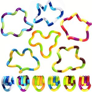 Sensory Fidget Toys - 6PCS Multicolor Twisty Fidget Toys for Adults, Boys, Girls for Relaxation, Anxiety Stress Relief, Decompression - Squeeze, Twist, Chain Spinner Alternative Gift
