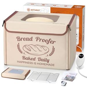 GIYUDOT Folding Bread Proofing Box with 50-113℉ Temp Control & 48H Timer, Dough Proofer with Metal Rack, Humidor, Recipes, Ideal for Sourdough, Bread Baking, Pizza, Yogurt, Kombucha, Precise Control
