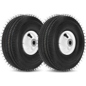 GICOOL 105-3471 Front Wheel and Tire Assembly, 4.10/3.50-4 Lawn Mower Tubeless Tire with 3/4'' Bushing, Compatible with Toro TimeCutter and Exmark, 2 Pack