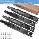 12 inch Drawer Slides 4 Pairs (8pcs) Full Extension Ball Bearing Drawer Rails Side Mount 3 fold Metal Dresser Runners for File Cabinet Trash Can Kitchen Wardrobe Glides 12" Black 100 LB Capacity