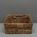 StorageWorks Large Rectangular Wicker Basket, Water Hyacinth and Seagrass Storage Basket with Built-in Handles, 1 Pack