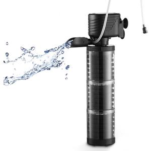 XpertMatic 3 Stages 475 GPH Aquarium Filter for Up to 120 Gallon Fish Tank, Submersible Internal Fish Tank Filter with Water Pump, Power Filter for Fish Tank, Aquarium, Pond (25W(475GPH) for Up to 120 Gallon)