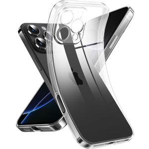 Supdeal Crystal Clear Case for iPhone 16 Pro, [Not Yellowing] [Camera Protection] [Military Grade Drop Tested] Transparent Shockproof Protective Soft Silicone Slim Cover, 6.3 inch, Transparent
