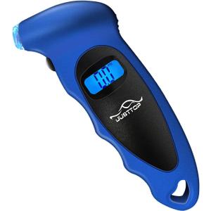 JUSTTOP Digital Tire Pressure Gauge, 150PSI 4 Setting for Cars, Trucks and Bicycles, Backlit LCD and Non-Slip Handle, Easy and Accurate Reading (Royal Blue)