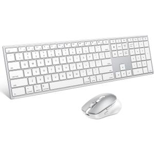 Wireless Bluetooth Keyboard and Mouse for Mac, OMOTON Forged Metal Frame Full Size Ultra Slim Keyboard Mouse Set Compatible with MacBook, iMac, Mac mini, White