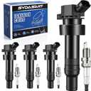 Ignition Coil Pack UF652 and Iridium Spark Plugs 93815 1.6L Compatible with L4 2012-2019 Kia Soul Rio Hyundai Accent 2012-2017 Hyundai Veloster Naturally Aspirated, Replaces for UF652 C1803