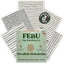 FEBU Swedish Dishcloths for Kitchen | 4 Pack Black Minimalist Reusable Paper Towels Washable | Swedish Dish Towels | Non-Scratch Cellulose Sponge Cloths | No Odor, Biodegradable Cleaning Cloths