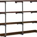 HITOMEN Industrial Iron Pipe Shelves, 3 Set 4-Tier 41.5" Tall 12" Depth, DIY Open Bookshelf Bookcase, Wall Mounted Vintage Retro Shelving, Rustic Farmhouse Pantry Kitchen Storage, Black Shelf Brackets
