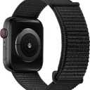 Sport Loop Nylon Band Compatible with Apple Watch Series 11/10/9/8/7/6/5/4 SE Ultra 3/2/1 49mm 46mm 45mm 44mm, Adjustable Comfortable Braided Rugged Strap for iWatch Women Men, Black