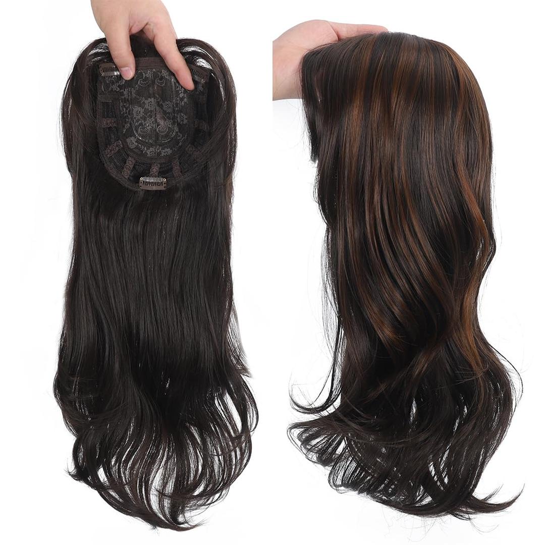 20 Inch Long Wavy Hair Toppers for Women With Thinning Hair Topper Hair Piece Clip in Extensions (brown, 20 inch)