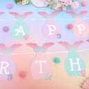 Mermaid Happy Birthday Banner - Mermaid Birthday Party Decorations, With A Textured Fin And Sequins, Ocean Themed Banner Garland, Under The Sea Themed Party Supplies